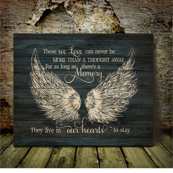 Large Stretch Canvas Print Angel Wings, Those We Love Can Never Be Far Away - Picture 3 of 6